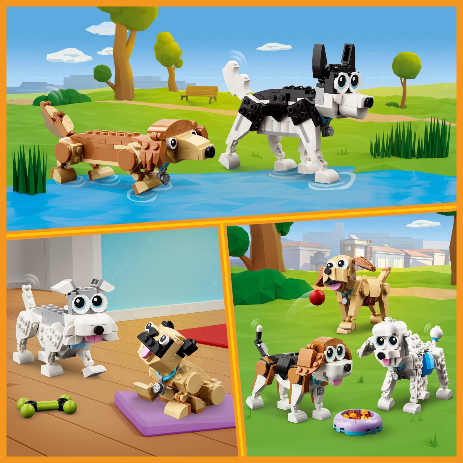 slide 10 of 26, LEGO Creator 3 in 1 Adorable Dogs Animal Figures Toys 31137, 475 ct