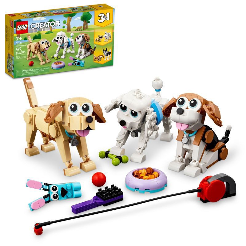 slide 1 of 26, LEGO Creator 3 in 1 Adorable Dogs Animal Figures Toys 31137, 475 ct