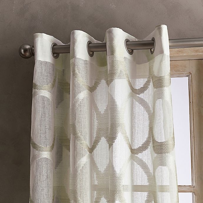 slide 3 of 3, Peri Home Marni Grommet Sheer Window Curtain Panel - Linen, 108 in