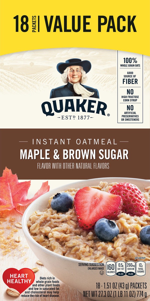 slide 3 of 5, Quaker Oatmeal, 18 ct