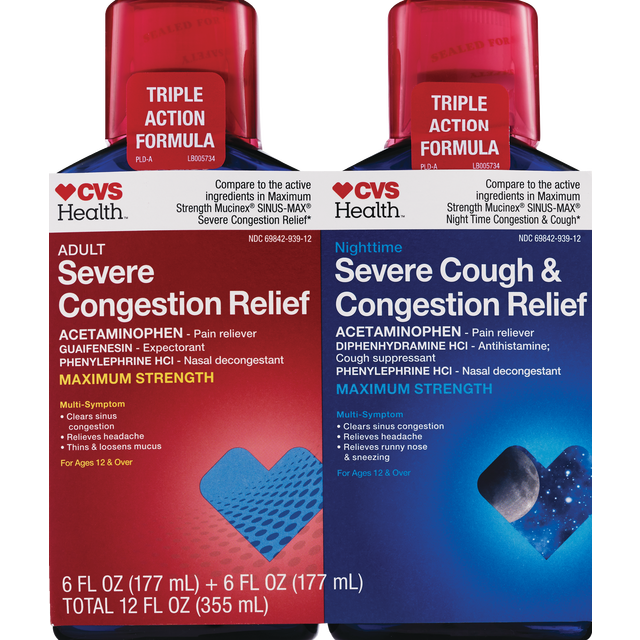 slide 1 of 1, CVS Health Day & Night Congestion Relief Syrup, 2 ct; 6 fl oz