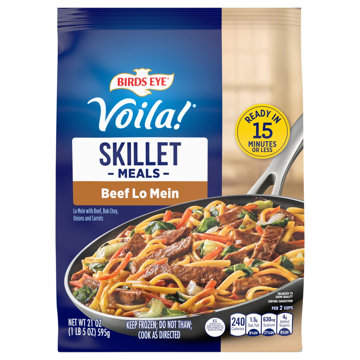 slide 1 of 5, Birds Eye Voila! Beef Lo Mein Frozen Meal, 21 oz. Bag, 21 oz