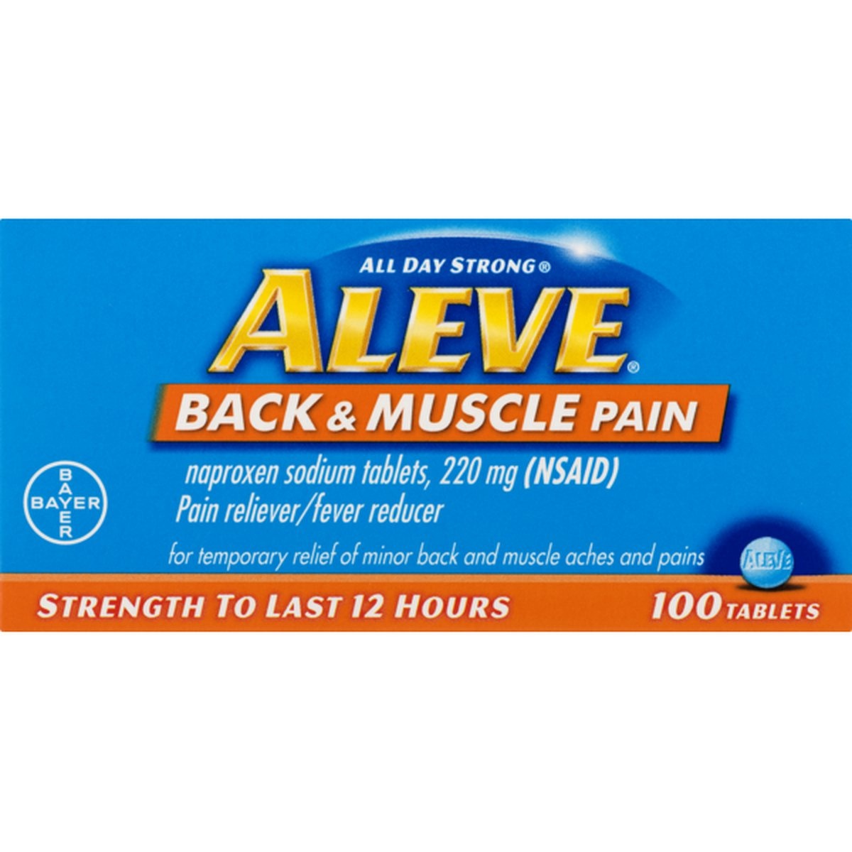 slide 1 of 1, Aleve Back & Muscle Pain Tablets With Naproxen Sodium, 100 ct