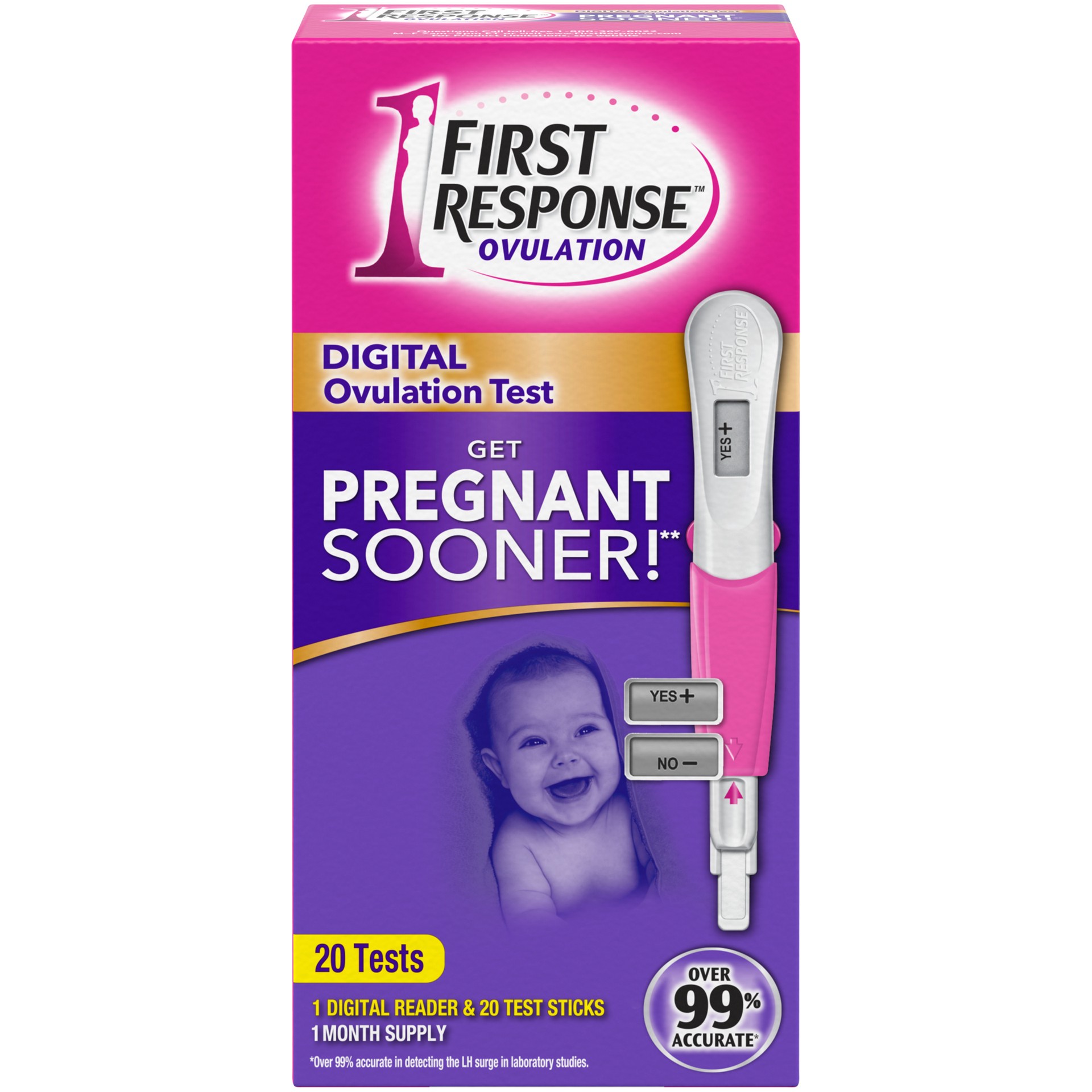 slide 1 of 3, First Response Daily Digital Ovulation Test, 20 Pack, 20 ct