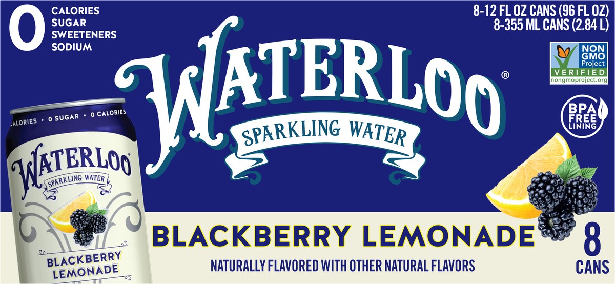 slide 2 of 2, Waterloo Blackberry Lemonade Sparkling Water - 8 ct, 8 ct