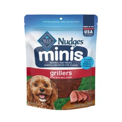 Blue Buffalo Nudges Minis Grillers Made with Real Steak, Natural Dog Treats Mineral-Enhanced for Flavor, 10 oz. Bag