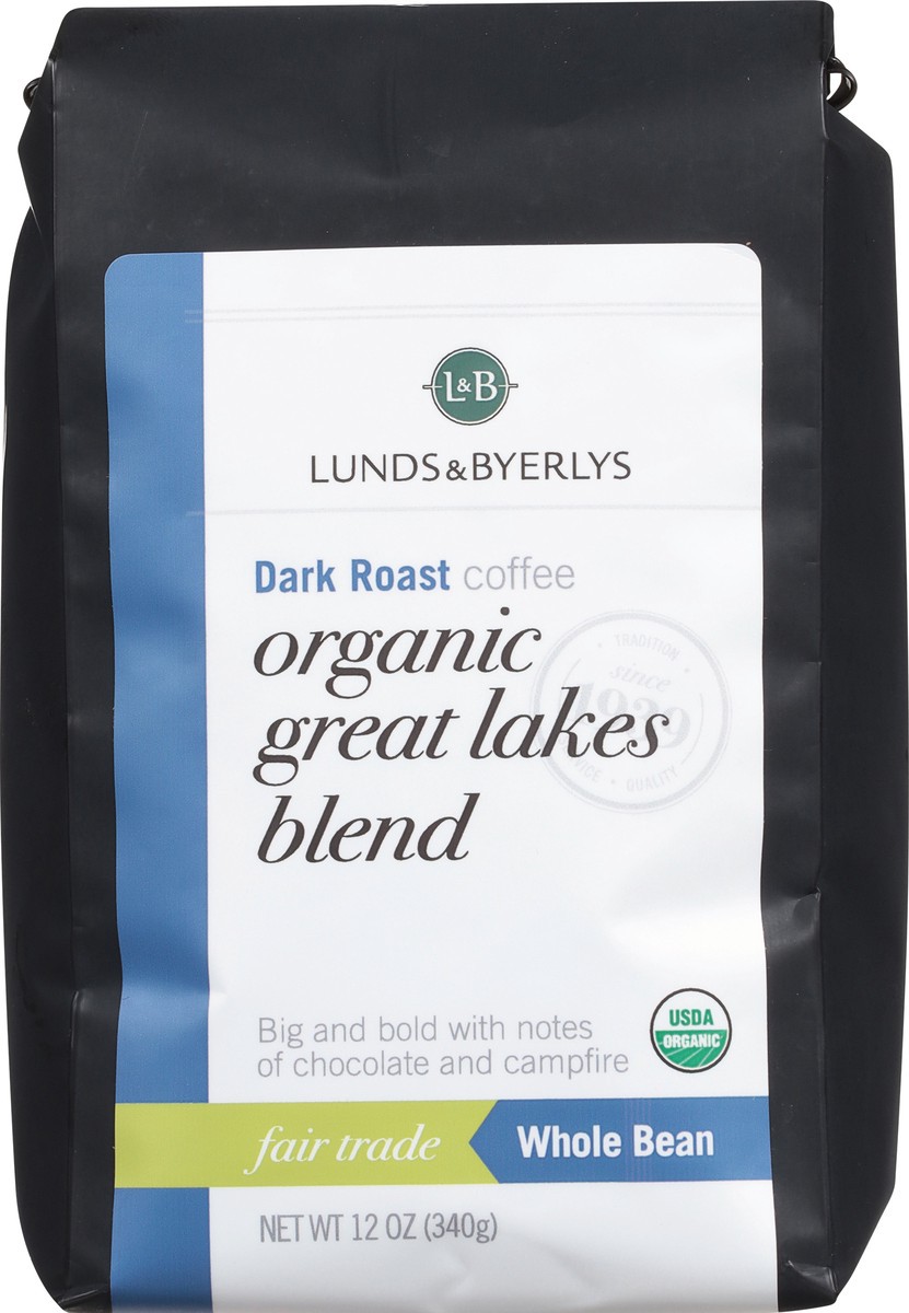 slide 3 of 9, Lunds & Byerlys Organic Dark Roast Whole Bean Great Lakes Blend Coffee - 12 oz, 12 oz