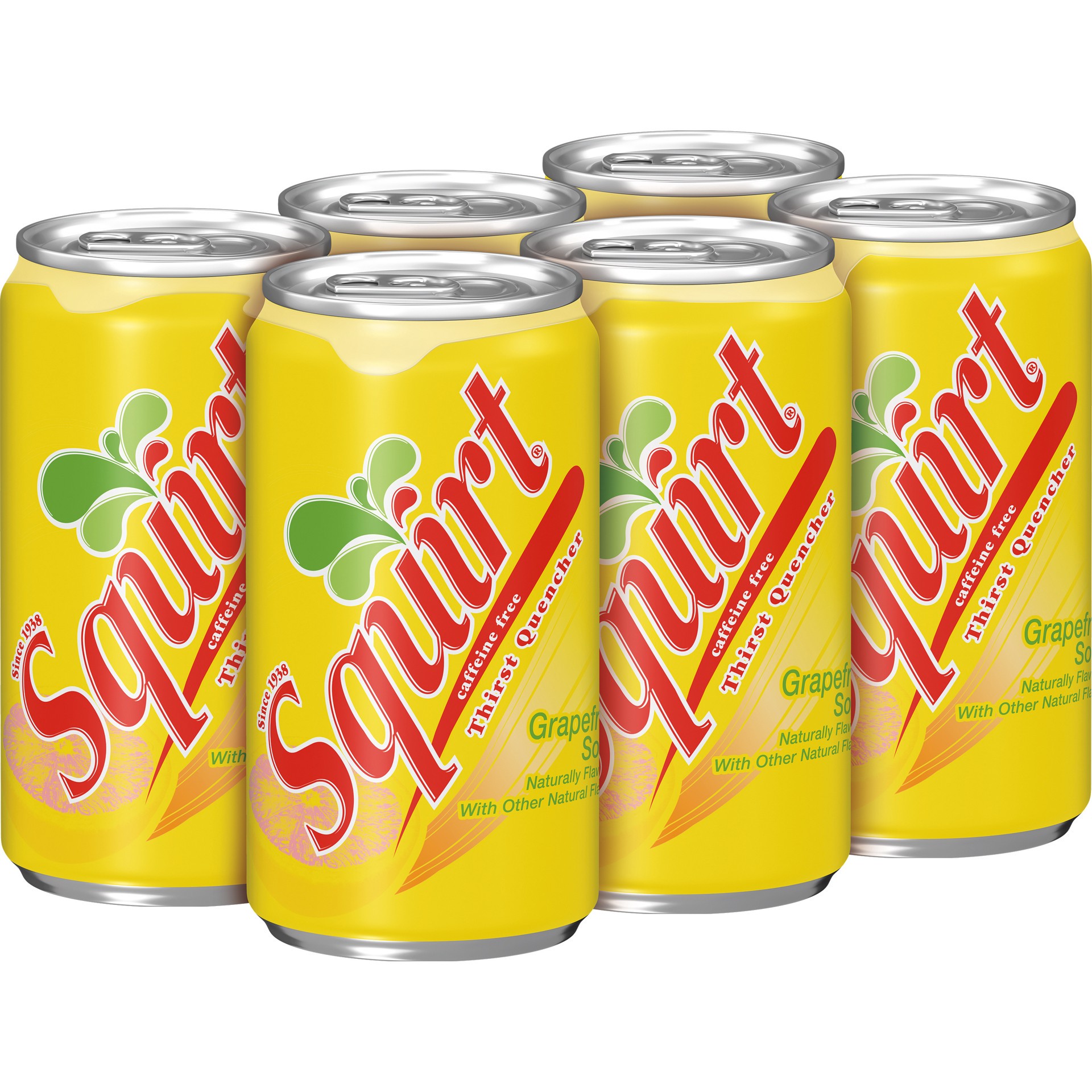 slide 3 of 5, Squirt Caffeine Free Grapefruit Soda 6 - 7.5 fl oz Cans, 6 ct