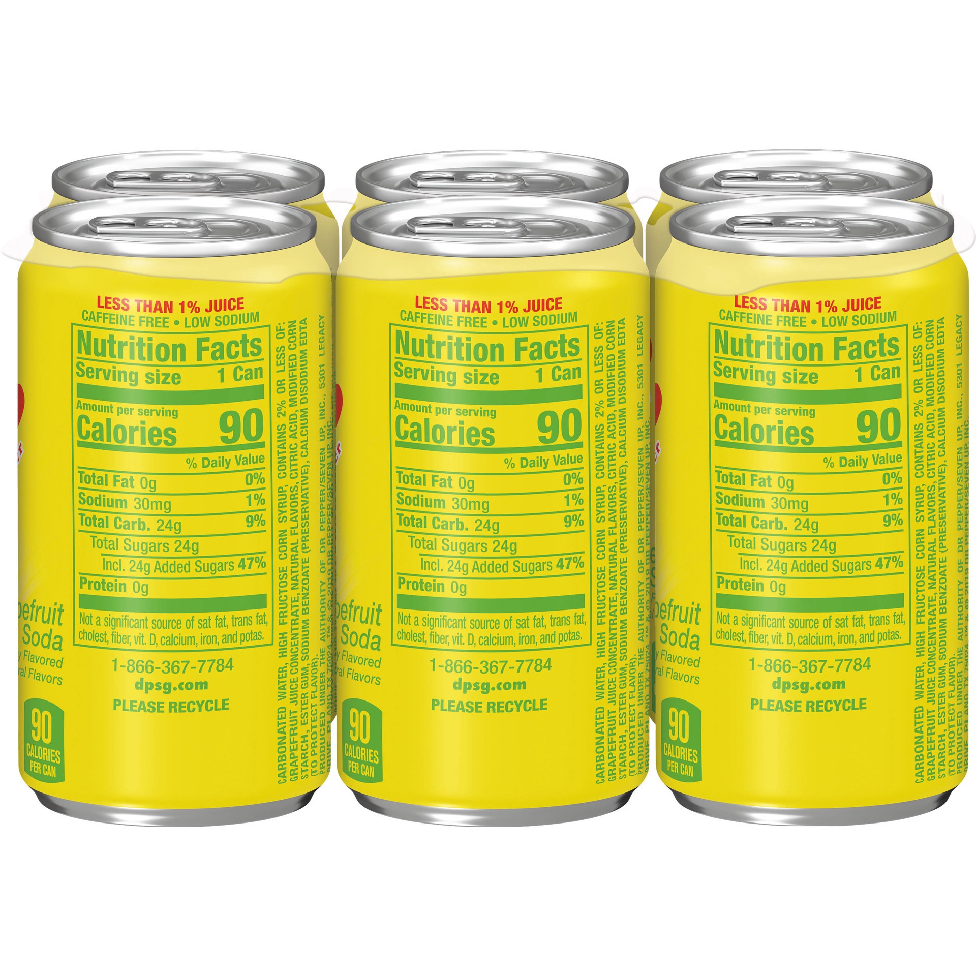 slide 4 of 5, Squirt Caffeine Free Grapefruit Soda 6 - 7.5 fl oz Cans, 6 ct