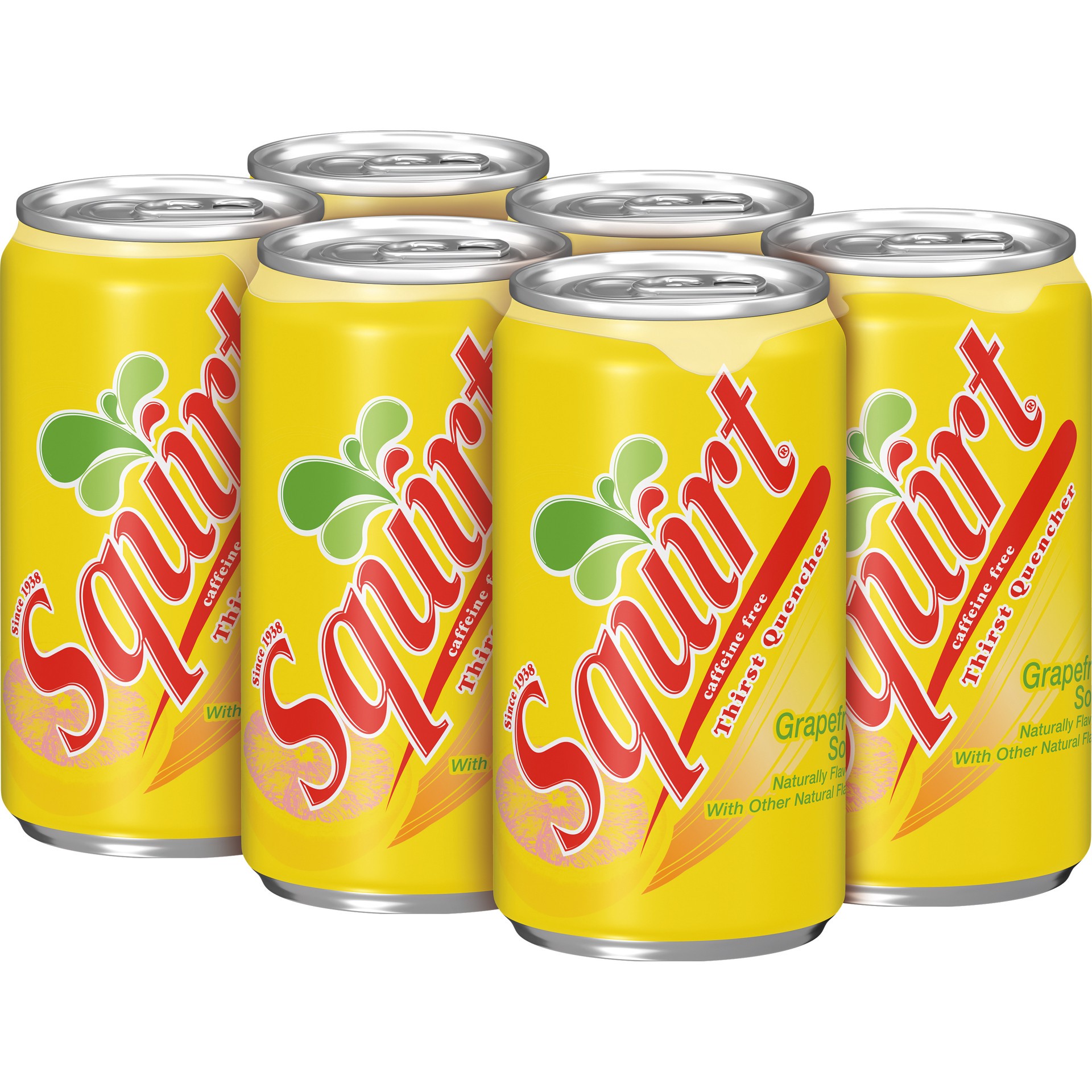 slide 5 of 5, Squirt Caffeine Free Grapefruit Soda 6 - 7.5 fl oz Cans, 6 ct