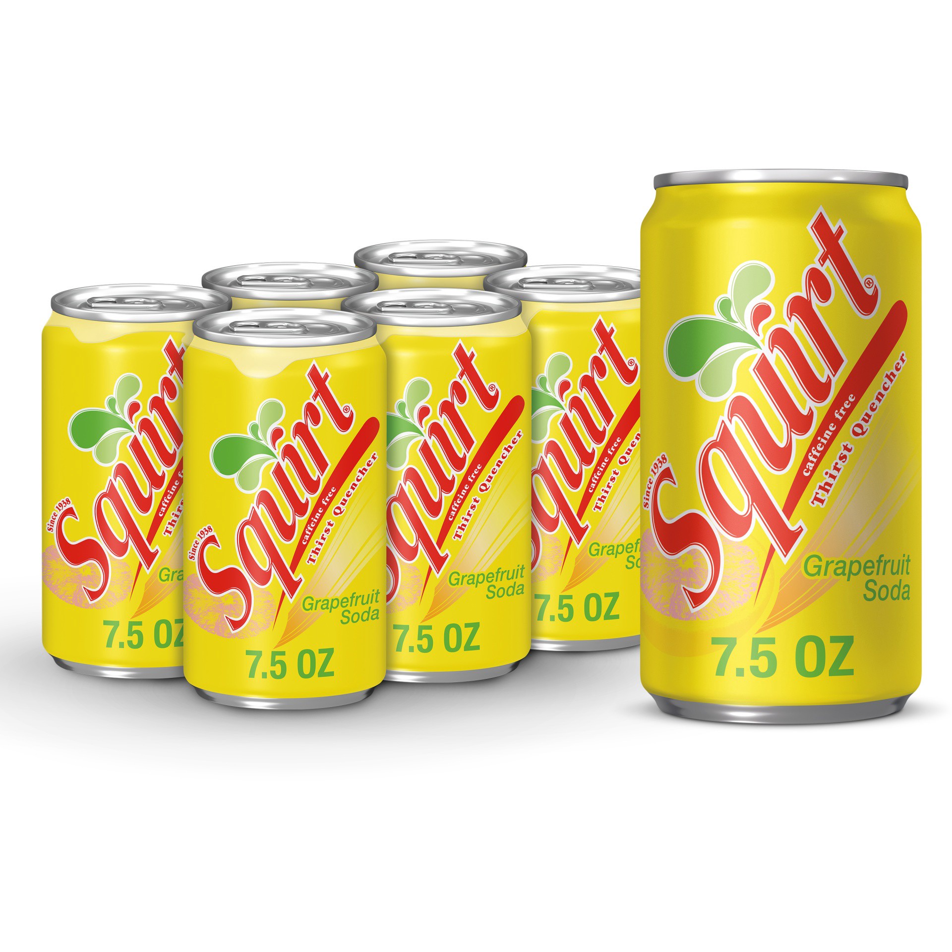 slide 1 of 5, Squirt Caffeine Free Grapefruit Soda 6 - 7.5 fl oz Cans, 6 ct