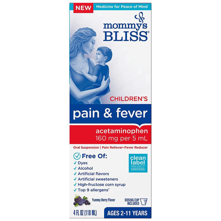 slide 1 of 5, Mommy's Bliss Kids Acetaminophen Yummy Berry, 4 fl oz