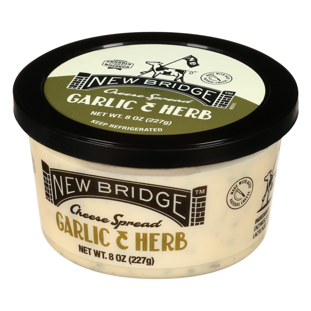 slide 5 of 13, New Bridge Cheese Spread, Garlic & Herb, 8 oz