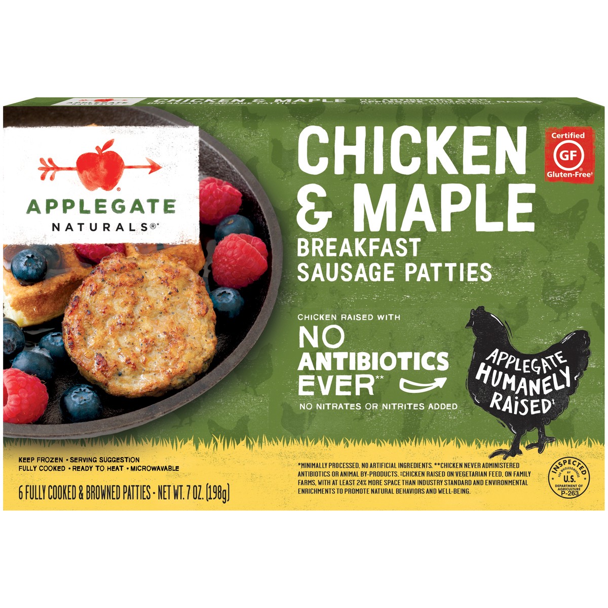 slide 1 of 7, Applegate Naturals Chicken Maple Sausage Patties, 