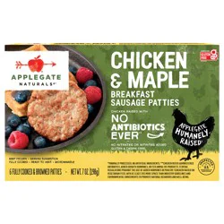 Applegate Naturals Chicken & Maple Breakfast Sausage Patties, 7oz (Frozen)