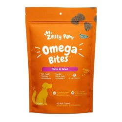Zesty Paws Skin Health Omega 3 Soft Chews for Dogs - Chicken Flavor - 60 ct