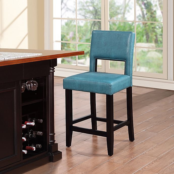 slide 3 of 11, Linon Home Henderson Counter Stool - Aegean Blue, 1 ct