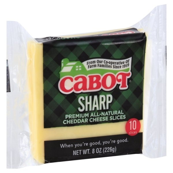 slide 1 of 1, Cabot All Natural Sharp Cheddar Cheese Slices, 8 oz