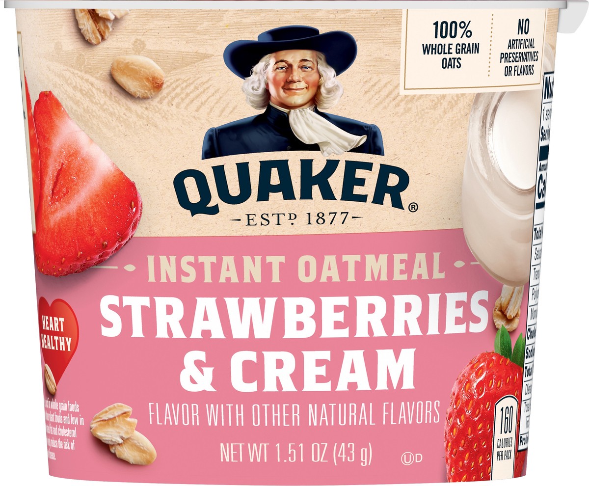 slide 2 of 5, Quaker Instant Oatmeal Strawberries & Cream Flavor, 1.51 oz
