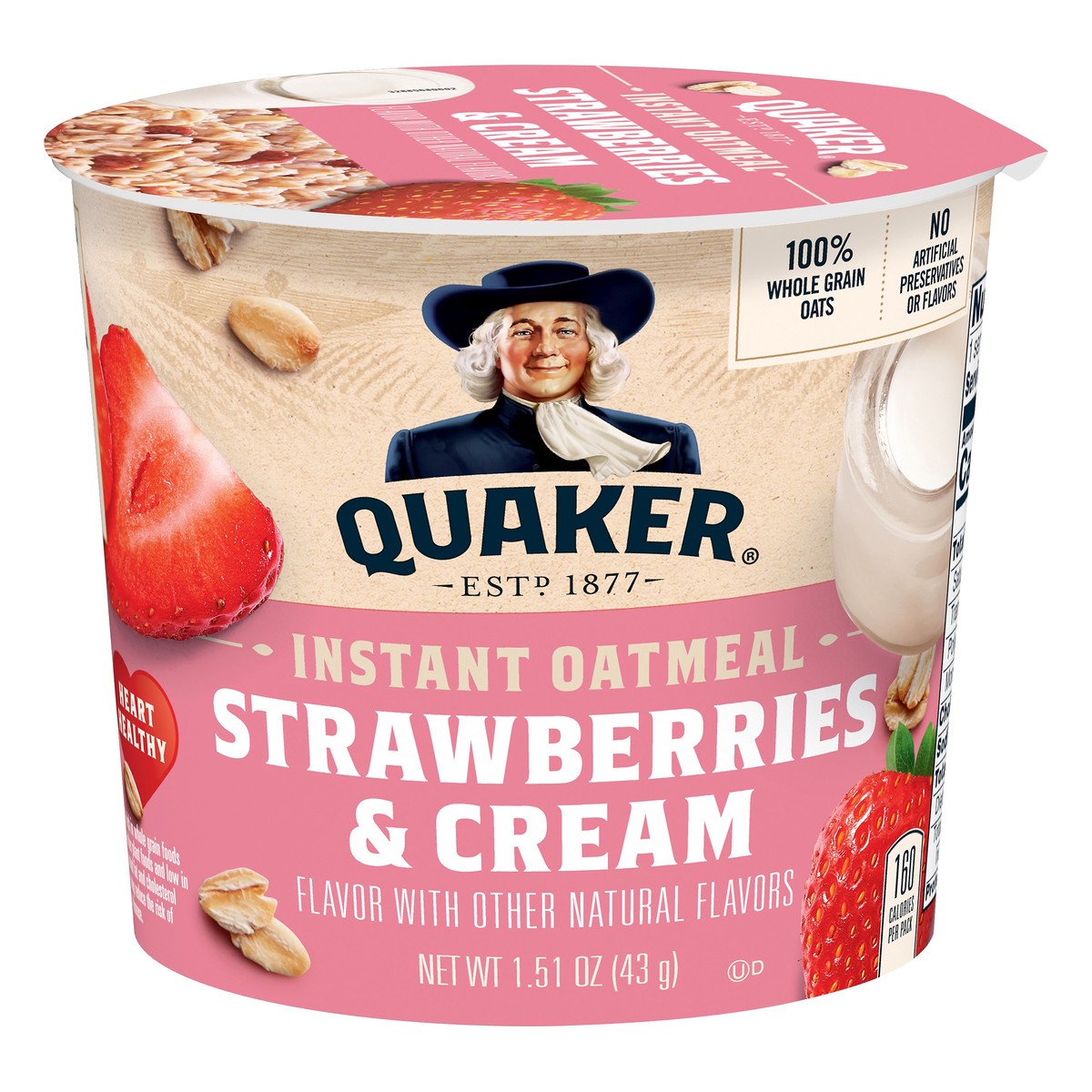 slide 1 of 5, Quaker Instant Oatmeal Strawberries & Cream Flavor, 1.51 oz