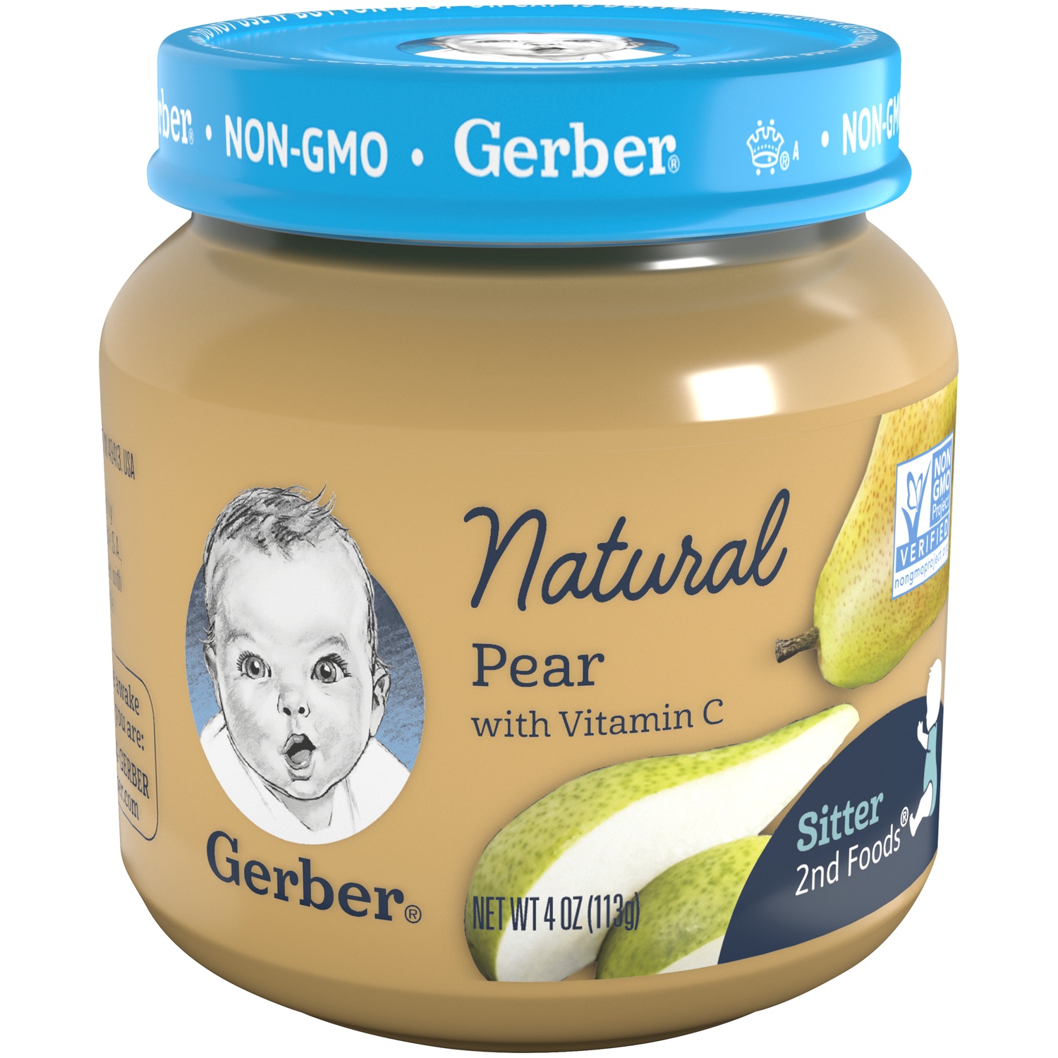 slide 2 of 9, Gerber Baby Food Natural Pear Supported Sitter 1st Foods, 4 oz