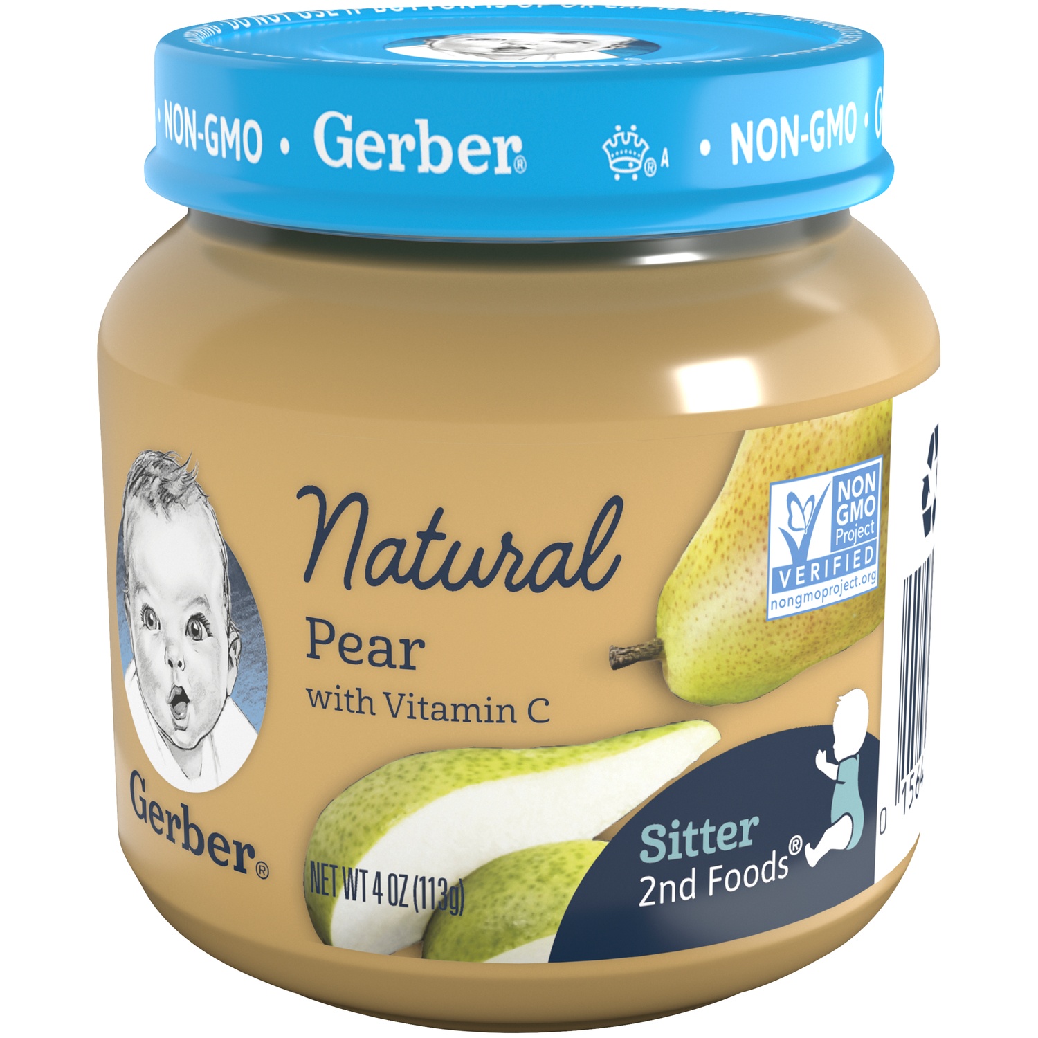 slide 4 of 9, Gerber Baby Food Natural Pear Supported Sitter 1st Foods, 4 oz