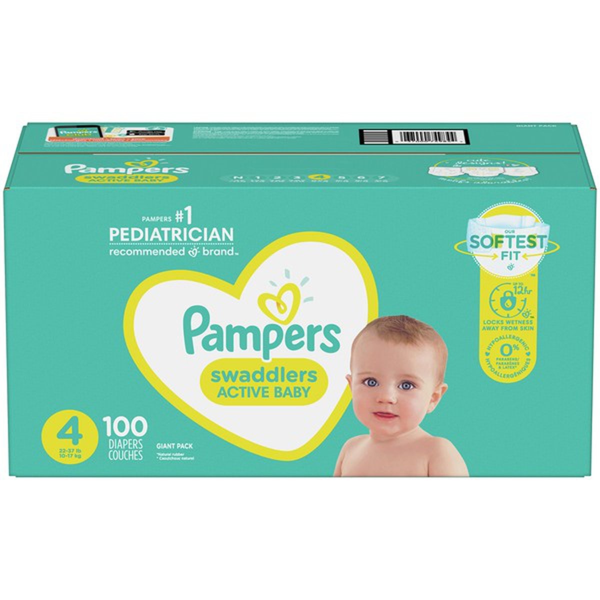 slide 1 of 1, Pampers Active Baby Diaper Size 4, 100 ct