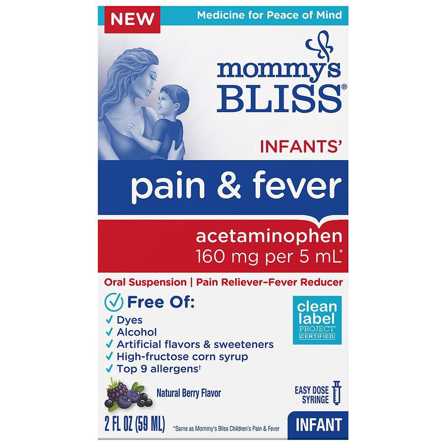 slide 1 of 5, Mommy's Bliss Infant Acetaminophen Mixed Berry, 2 fl oz