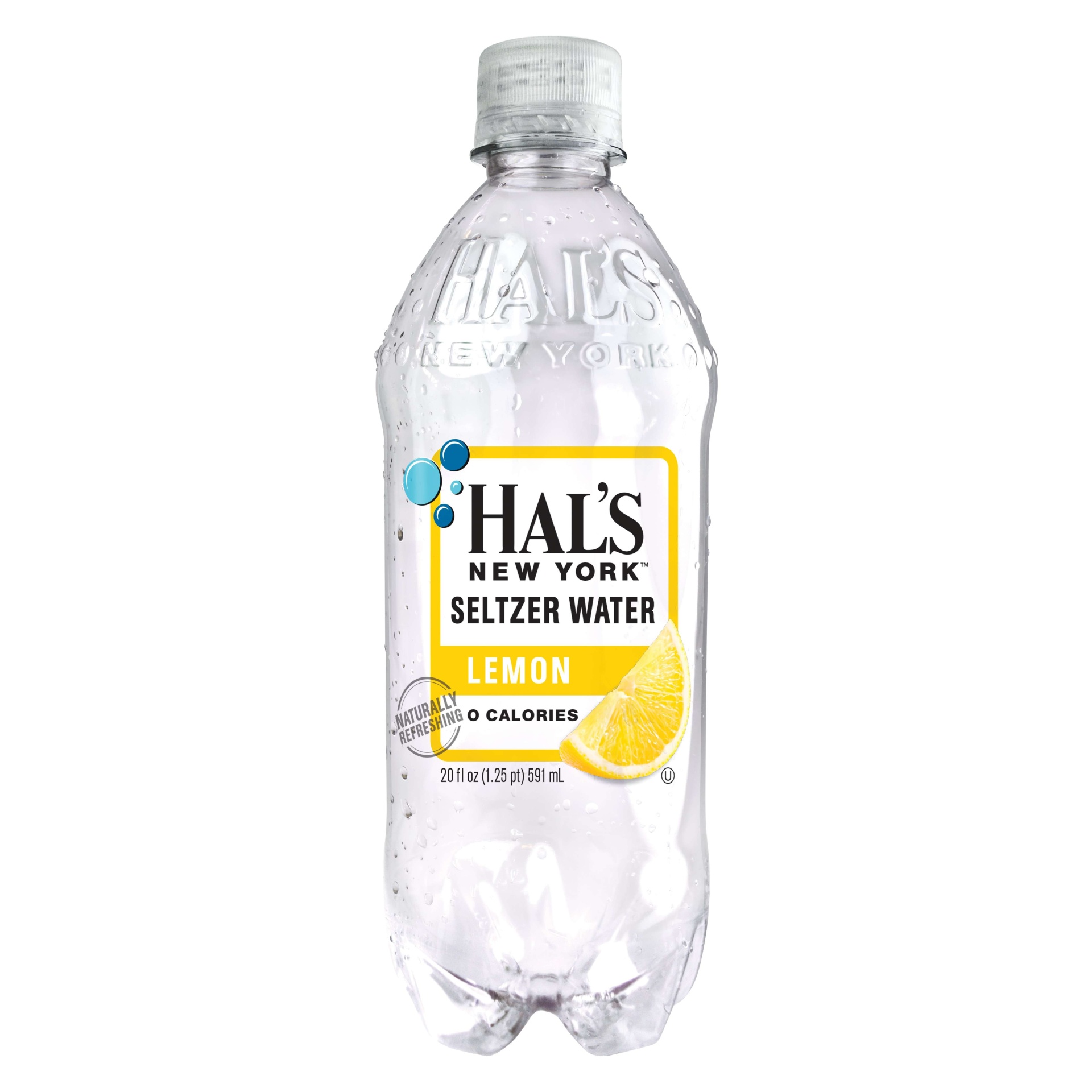 slide 1 of 1, Hal's New York Seltzer Water, Lemon, 20 fl oz