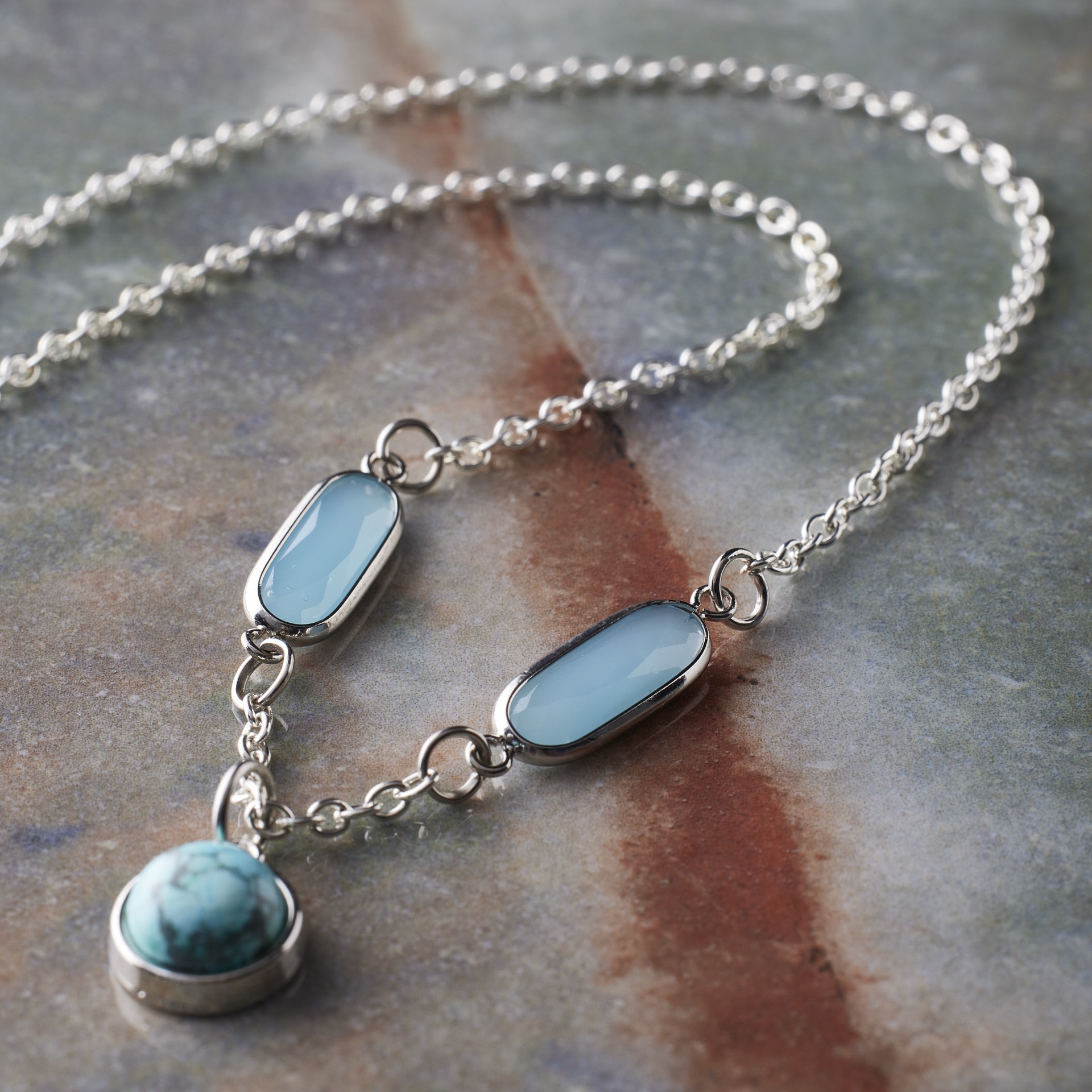 slide 3 of 3, Turquoise Glass Oval Connectors, 21mm By Bead Landing, 21mm