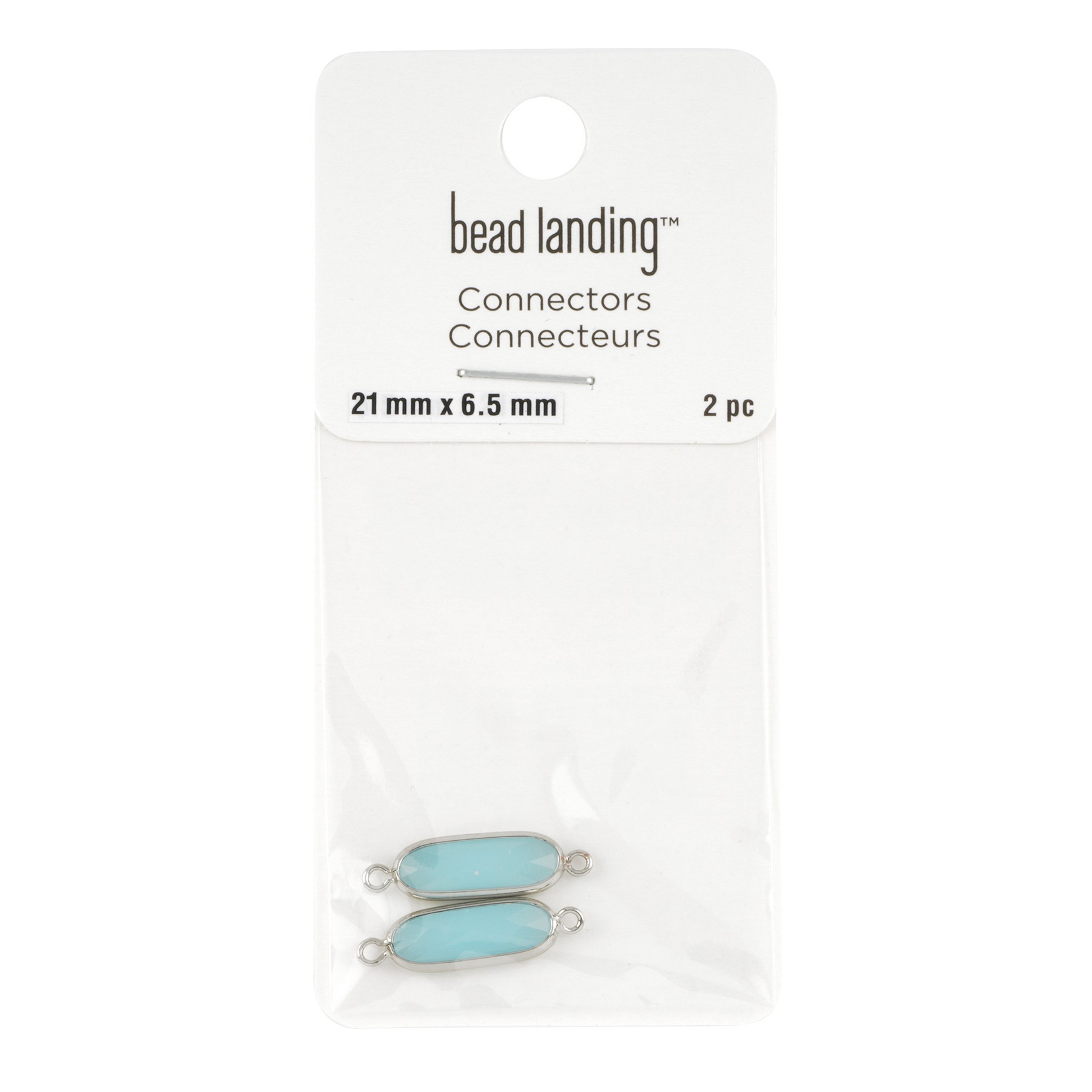 slide 2 of 3, Turquoise Glass Oval Connectors, 21mm By Bead Landing, 21mm