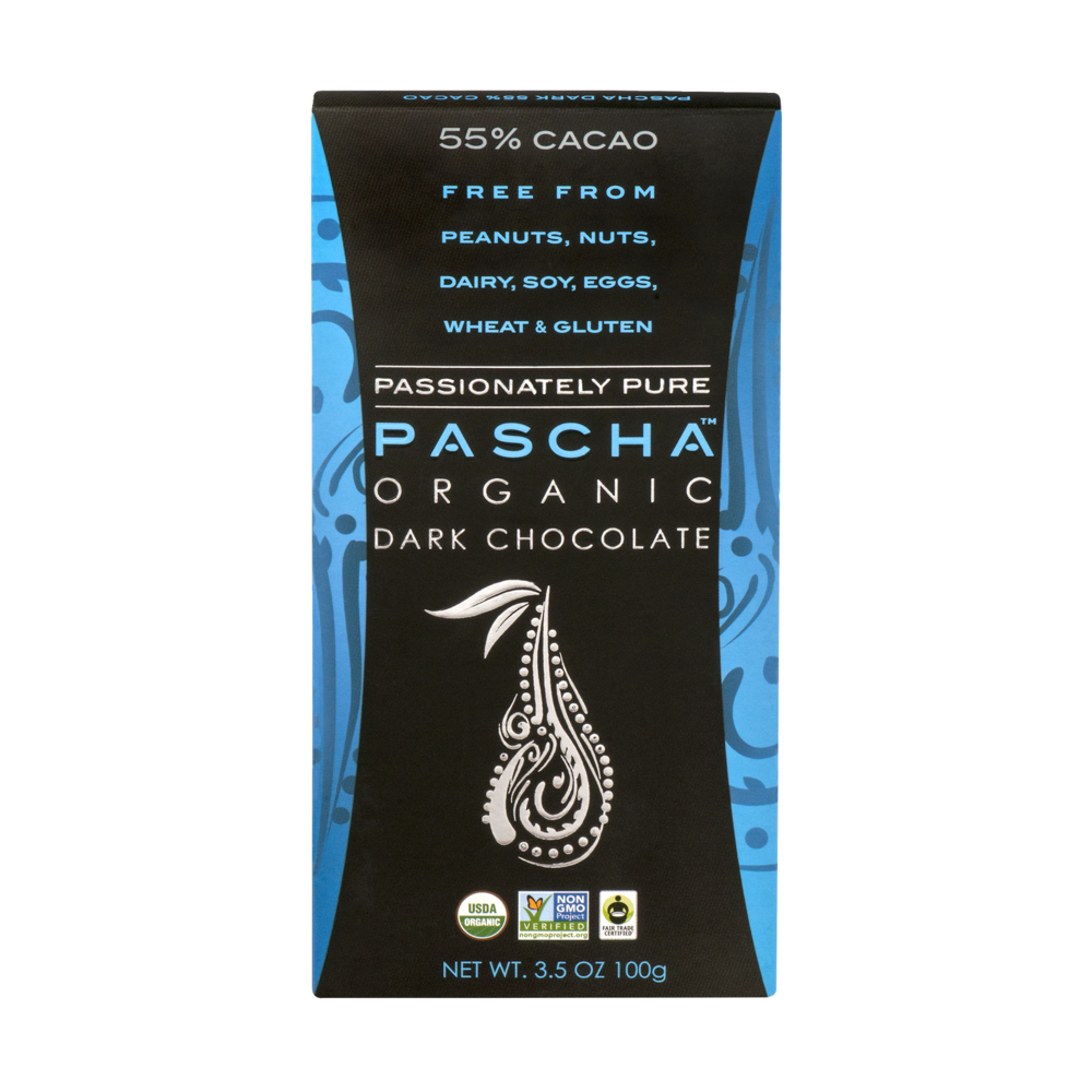 slide 1 of 4, Pascha 55% Cacao Organic Dark Chocolate Bar, 3.5 oz