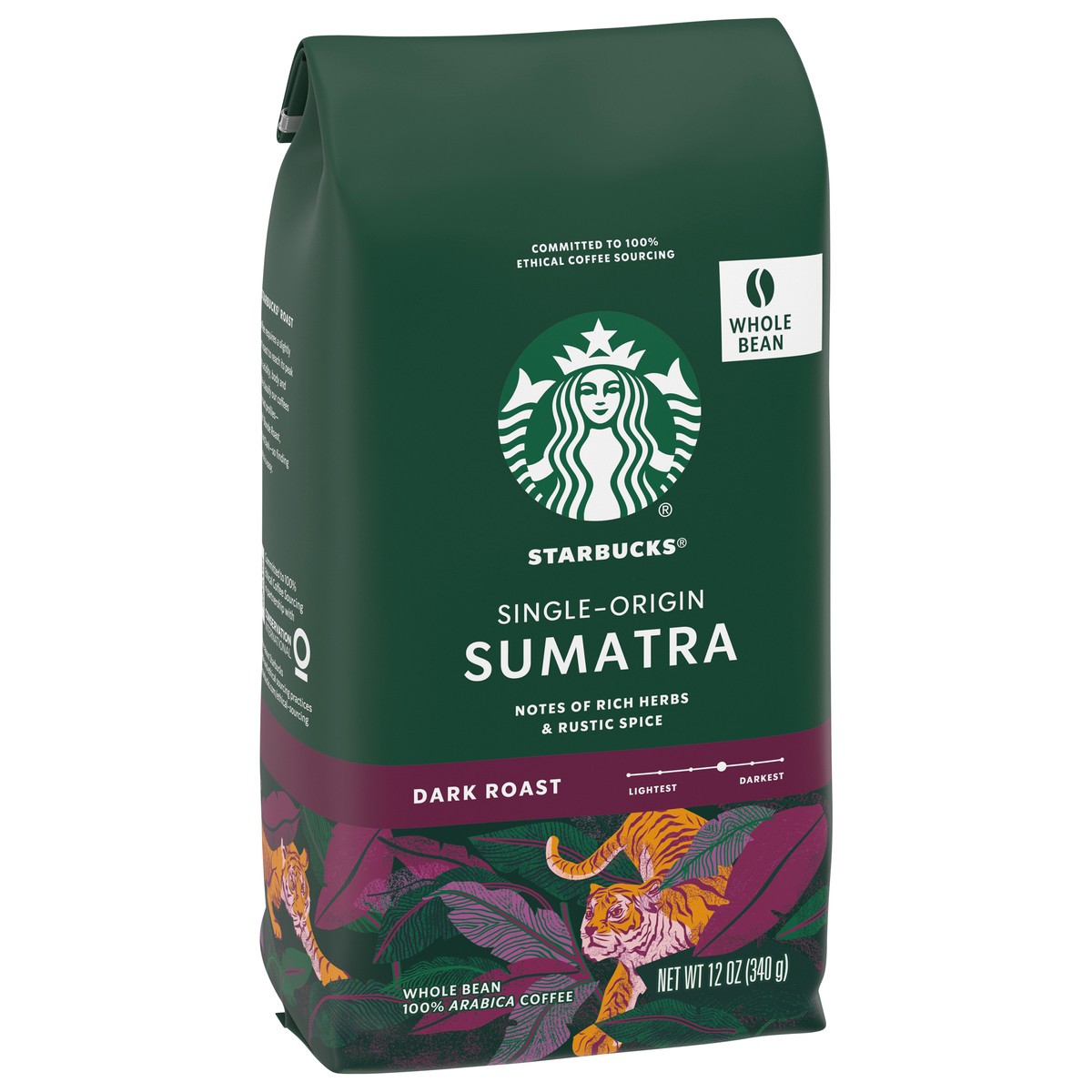 slide 8 of 9, Starbucks Whole Bean Coffee, Dark Roast Coffee, Sumatra, 100% Arabica, 1 bag (12 oz), 12 oz