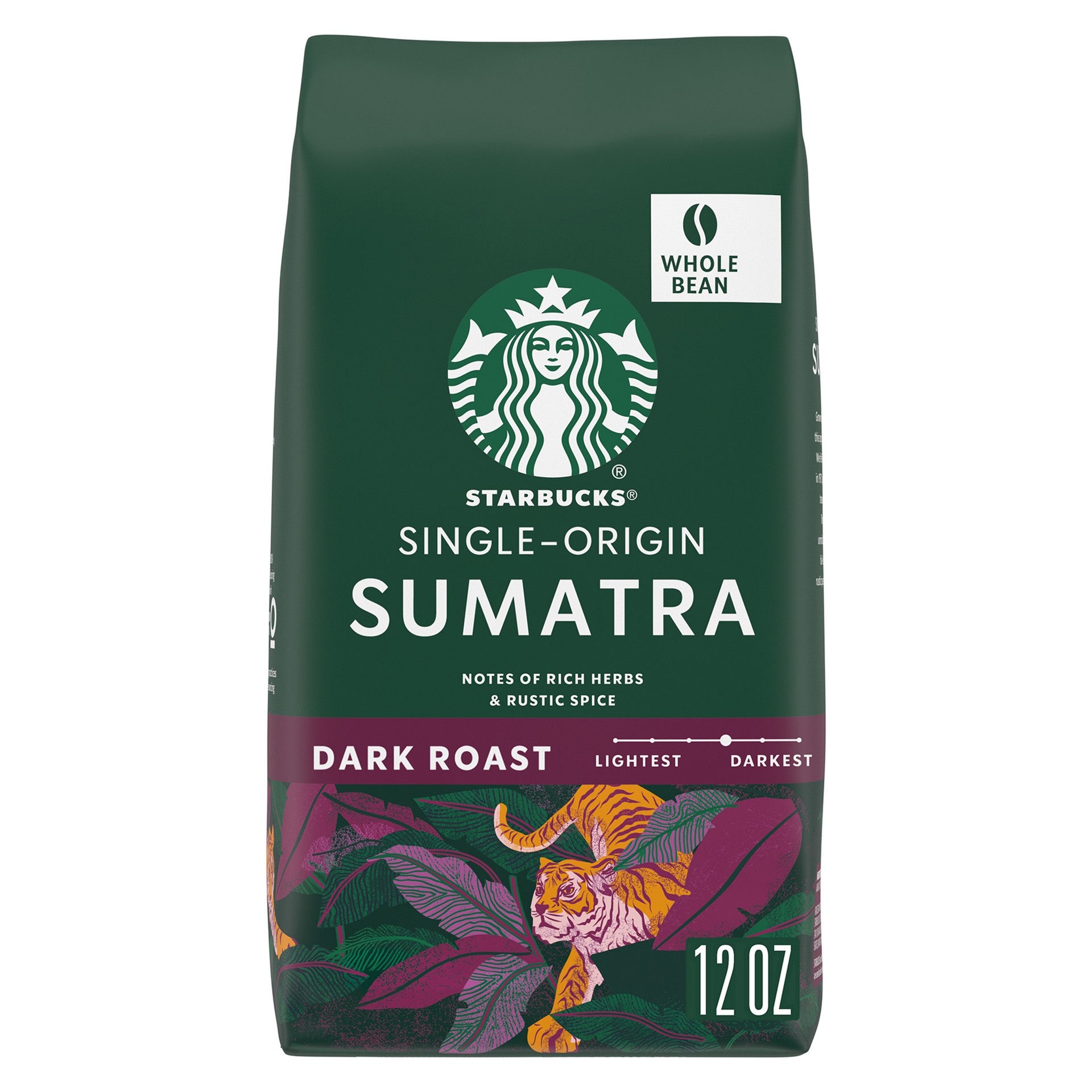 slide 1 of 9, Starbucks Whole Bean Coffee, Dark Roast Coffee, Sumatra, 100% Arabica, 1 bag (12 oz), 12 oz