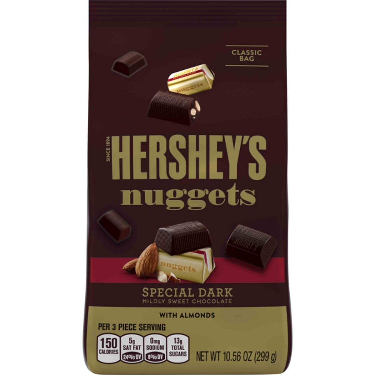 slide 1 of 1, Hershey Hershey's Nuggets Special Dark Mildly Sweet Chocolate With Almonds, 10.56 oz