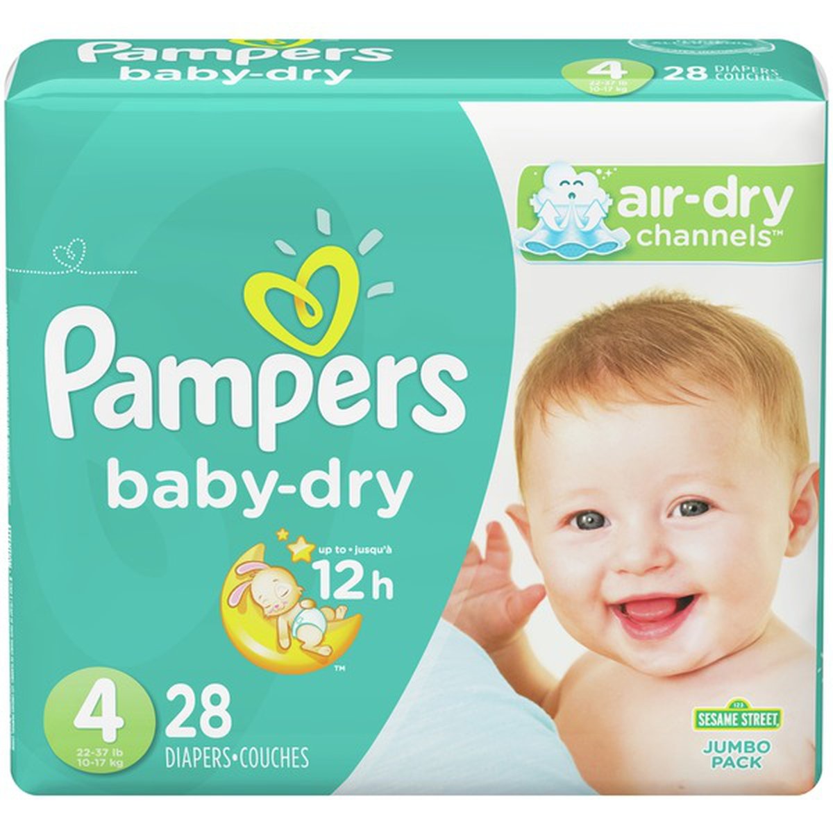 slide 1 of 1, Pampers Baby-Dry Diapers Size 4, 28 ct