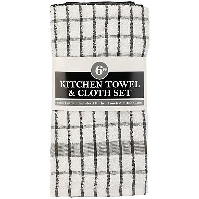 slide 1 of 1, Ritz Gray Cotton Kitchen Towel & Cloth Set, 6 ct