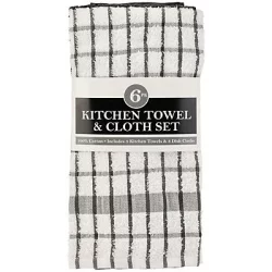Ritz Gray Cotton Kitchen Towel & Cloth Set