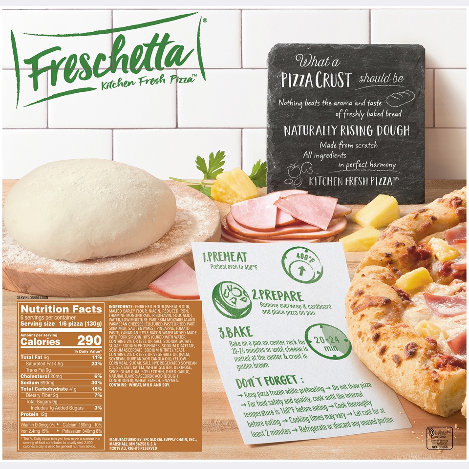 slide 6 of 9, Freschetta Canadian Style Bacon & Pineapple Pizza, 27.51 oz
