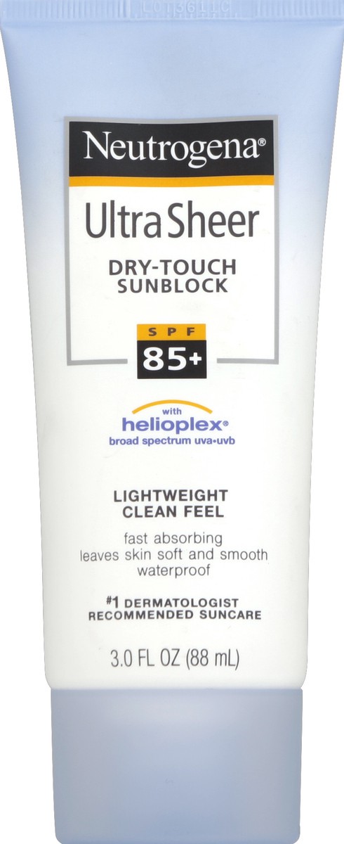 slide 5 of 6, Neutrogena Ultra Sheer Dry-Touch Water Resistant and Non-Greasy Sunscreen Lotion with Broad Spectrum SPF 85, 3 fl. oz, 3 fl oz