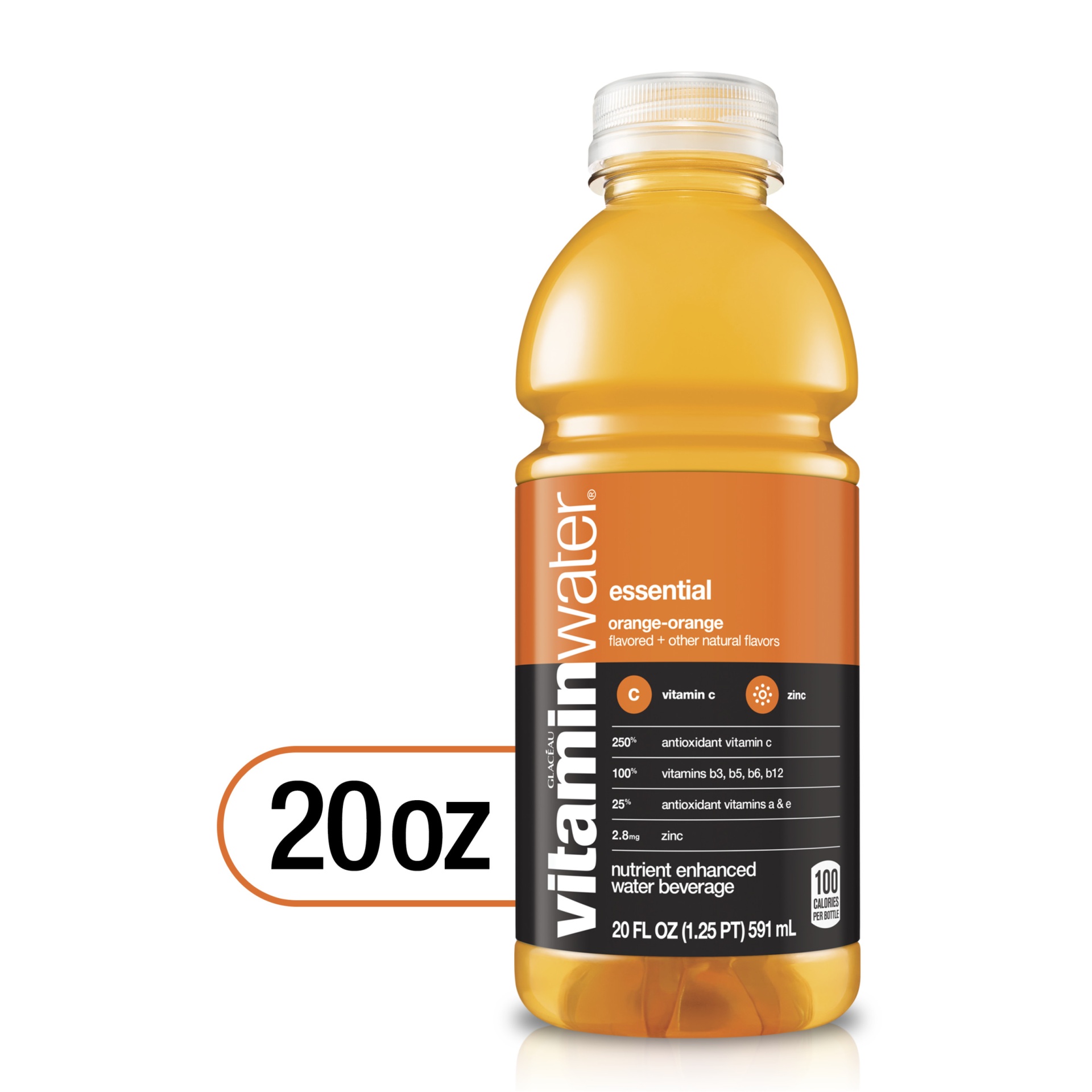 slide 1 of 2, vitaminwater Essential Orange-Orange, 20 oz