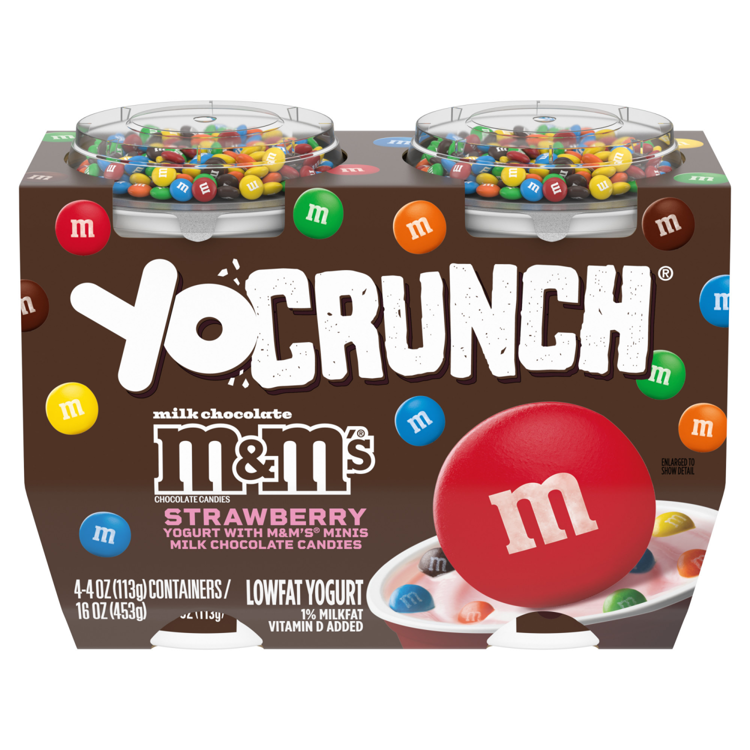 slide 2 of 8, YoCrunch Strawberry Low Fat Yogurt with Mini M&Ms(R), 4 Ct, 4 OZ Yogurt Cups, 4 ct