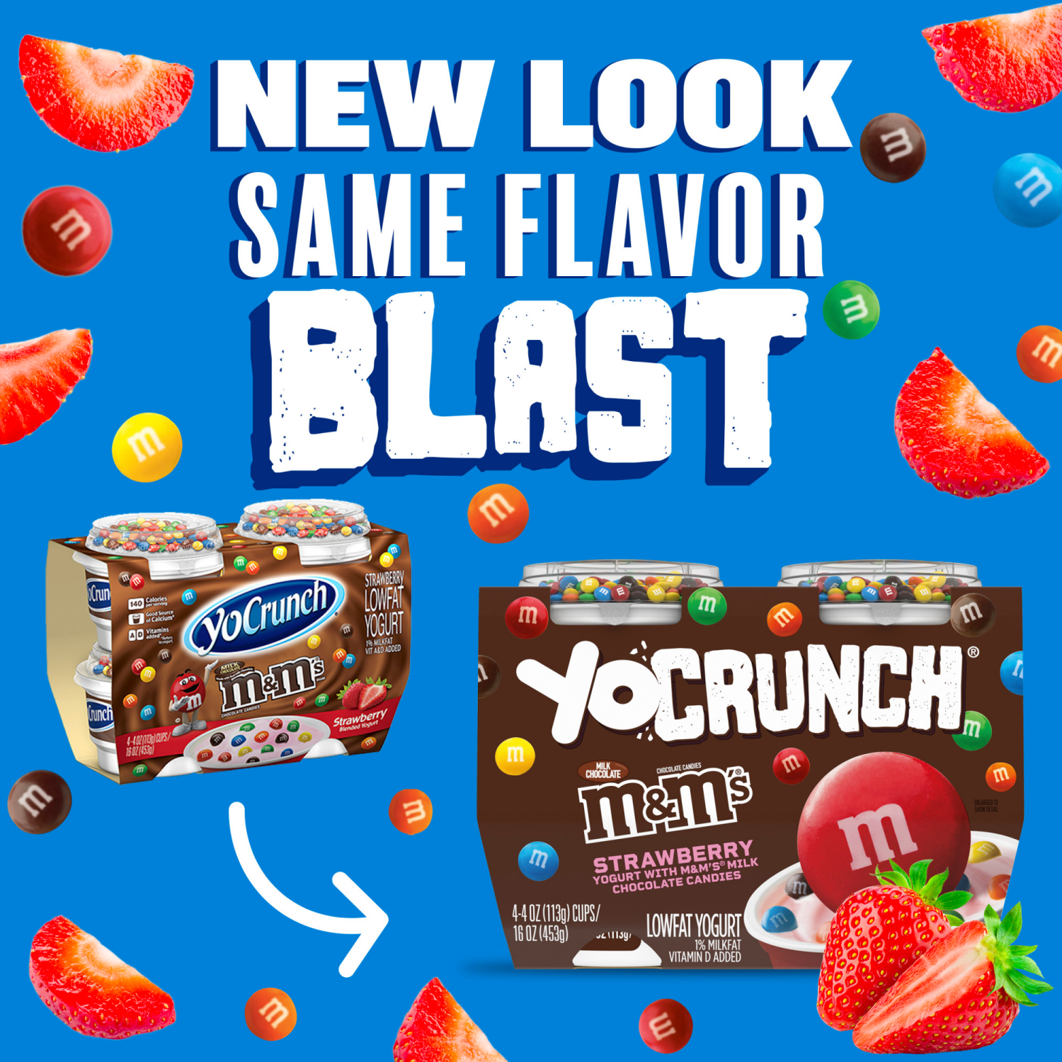 slide 5 of 8, YoCrunch Strawberry Low Fat Yogurt with Mini M&Ms(R), 4 Ct, 4 OZ Yogurt Cups, 4 ct