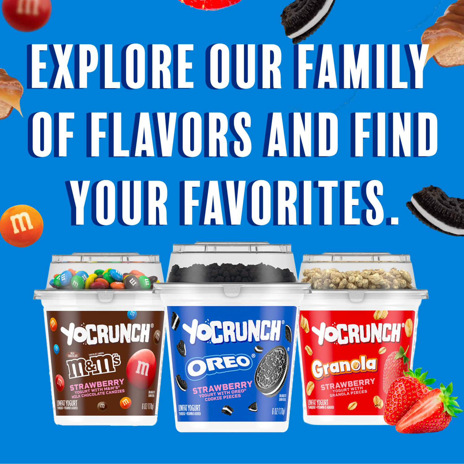 slide 6 of 8, YoCrunch Strawberry Low Fat Yogurt with Mini M&Ms(R), 4 Ct, 4 OZ Yogurt Cups, 4 ct