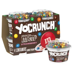 YoCrunch Strawberry Low Fat Yogurt with Mini M&Ms(R), 4 Ct, 4 OZ Yogurt Cups