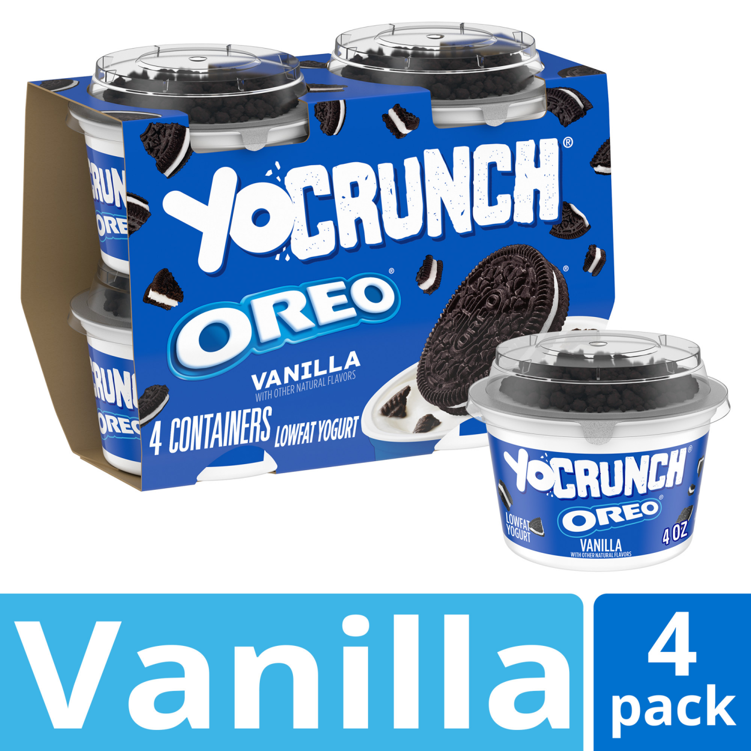 slide 4 of 8, YoCrunch Vanilla Low Fat Yogurt with OREO(R) Cookie Pieces, 4 Ct, 4 OZ Yogurt Cups, 4 ct
