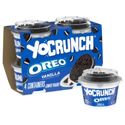 YoCrunch Vanilla Low Fat Yogurt with OREO(R) Cookie Pieces, 4 Ct, 4 OZ Yogurt Cups