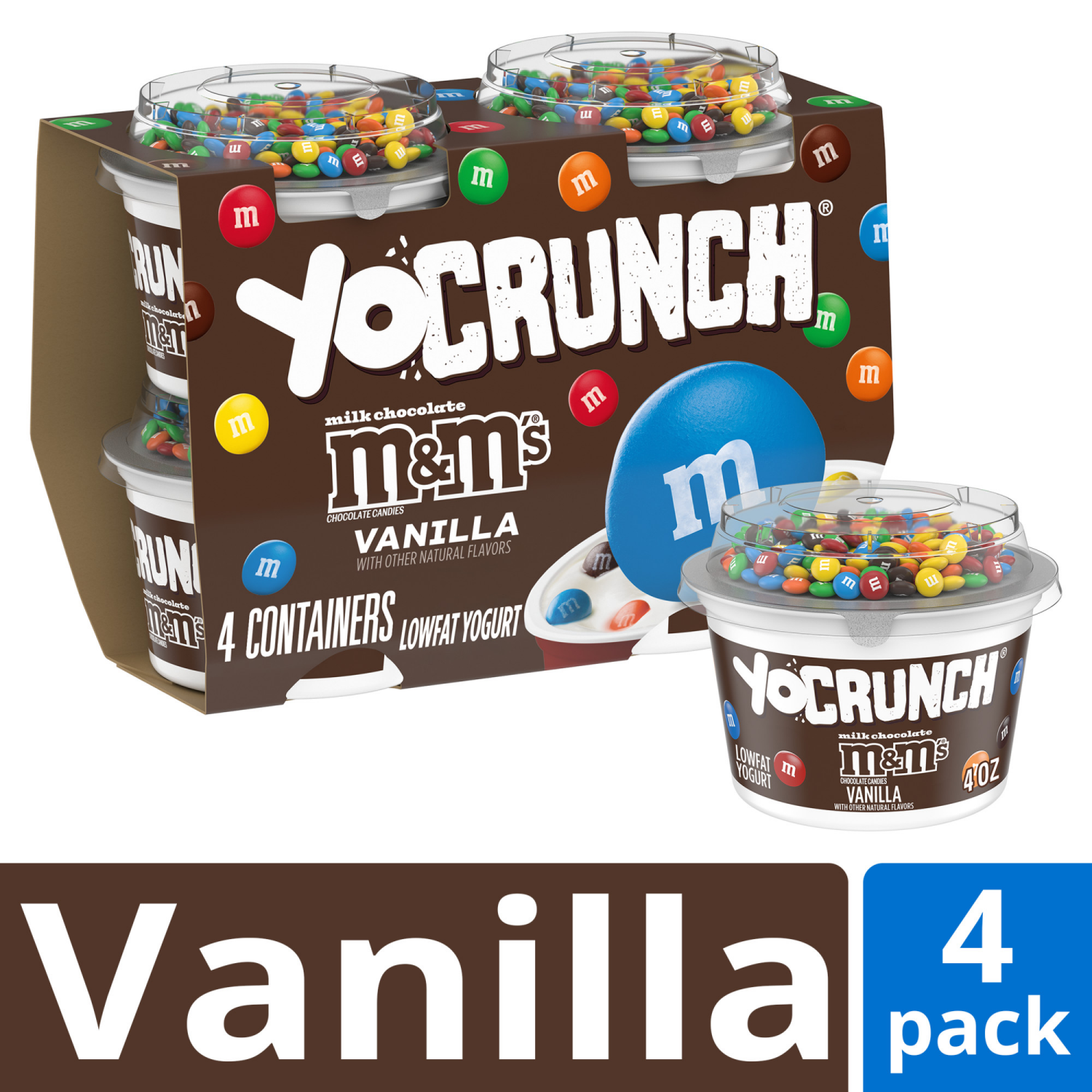 slide 4 of 8, YoCrunch Vanilla Low Fat Yogurt with Mini M&Ms(R), 4 Ct, 4 OZ Yogurt Cups, 4 ct