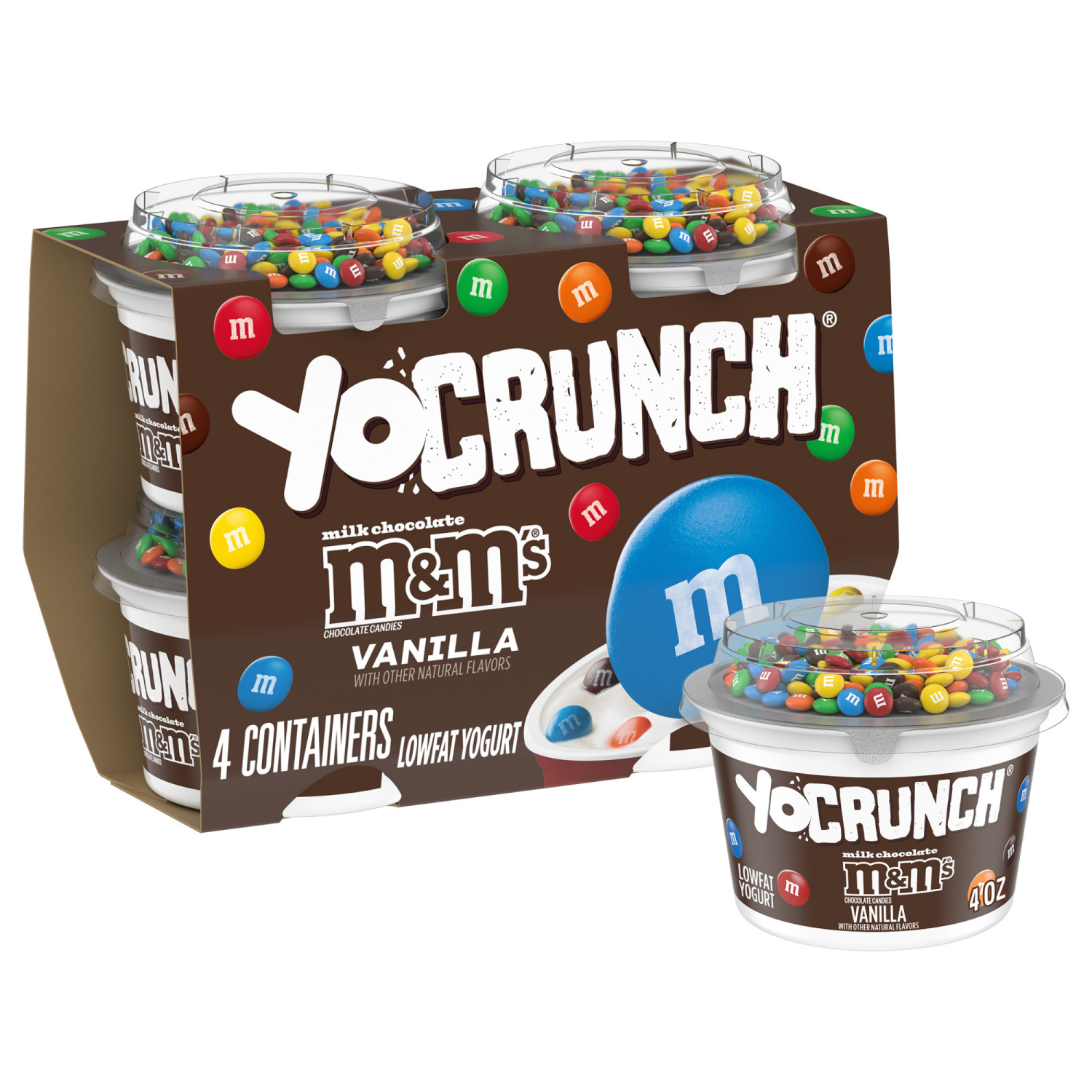 slide 1 of 8, YoCrunch Vanilla Low Fat Yogurt with Mini M&Ms(R), 4 Ct, 4 OZ Yogurt Cups, 4 ct