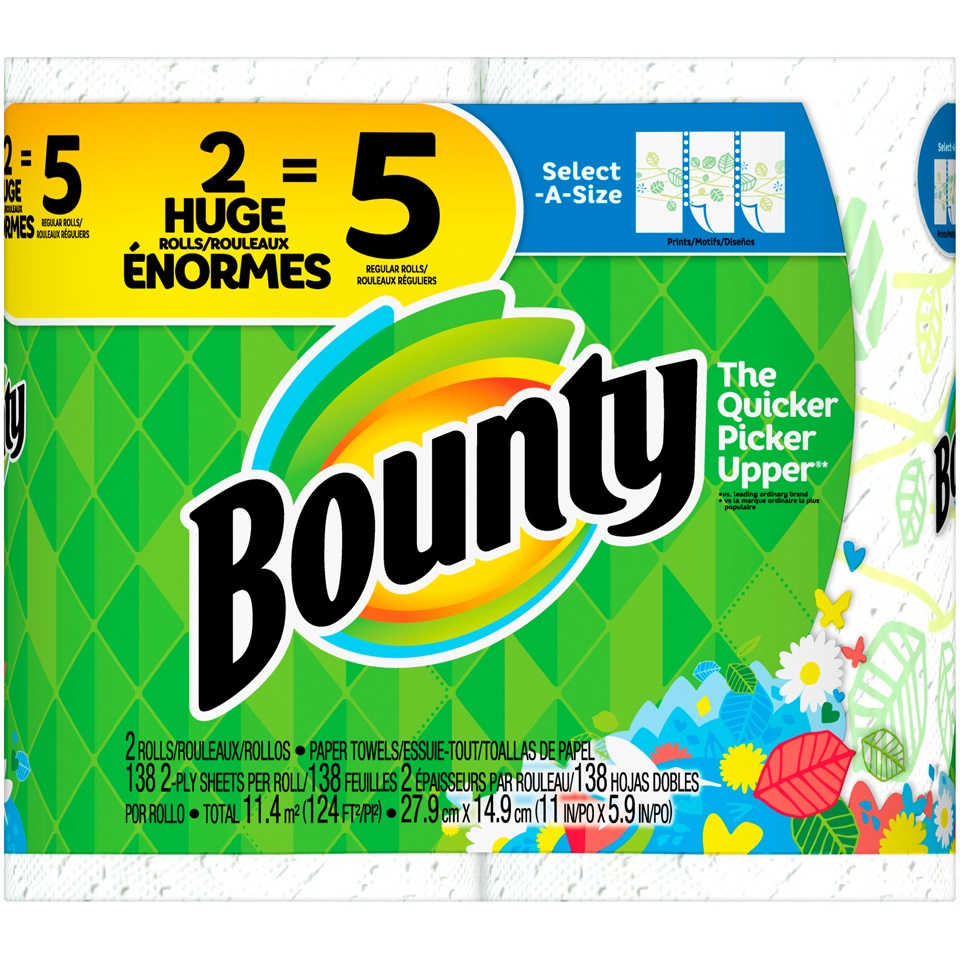 slide 2 of 2, Bounty Select-A-Size Printed Paper Towels, 2 ct